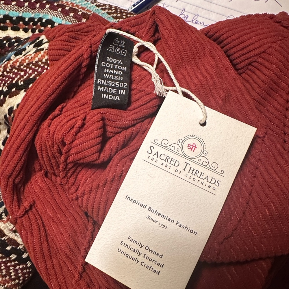 Sacred Threads Rust And Black Patchwork Utility J… - image 3